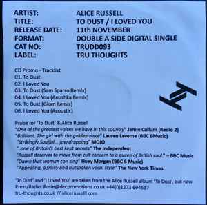 To Dust / I Loved You (CDr, Single, Promo) for sale
