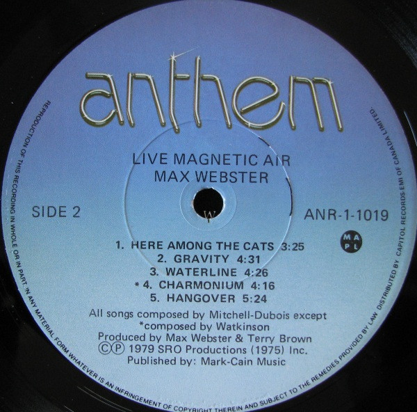 Max Webster - Live Magnetic Air | Anthem (ANR-1-1019) - 4