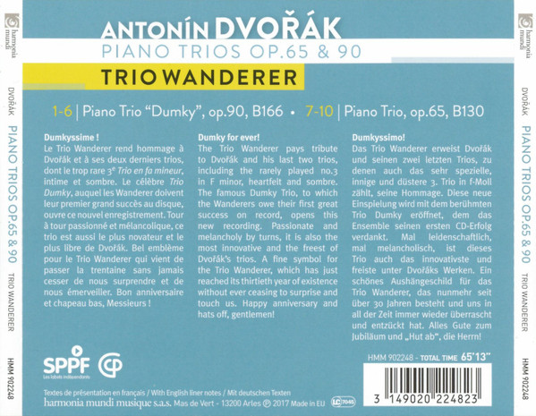 télécharger l'album Dvorak, Trio Wanderer - Piano Trios Op 65 90